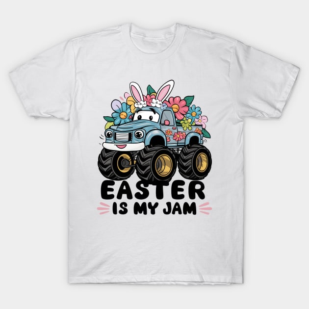 Happy Boys Easter Is My Jam Monster Truck Bunny Kids Women T-Shirt by Pikalaolamotor